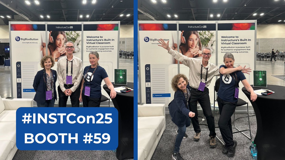 BigBlueButton (@bigbluebutton) on Twitter photo Fred, Tara & Susan are ready to roll at #INSTCon25!
📍 Booth 59 is open—stop by for demos + conversation on real-time analytics & AI tools in @CanvasLMS. 🎤 @FredDixon 's session kicks off at 1pm EST today: AI that supports (not replaces) teachers.
<a href="/Instructure/">Instructure</a> #BigBlueButton Fred, Tara & Susan are ready to roll at #INSTCon25!
📍 Booth 59 is open—stop by for demos + conversation on real-time analytics & AI tools in @CanvasLMS. 🎤 @FredDixon 's session kicks off at 1pm EST today: AI that supports (not replaces) teachers.
<a href="/Instructure/">Instructure</a> #BigBlueButton