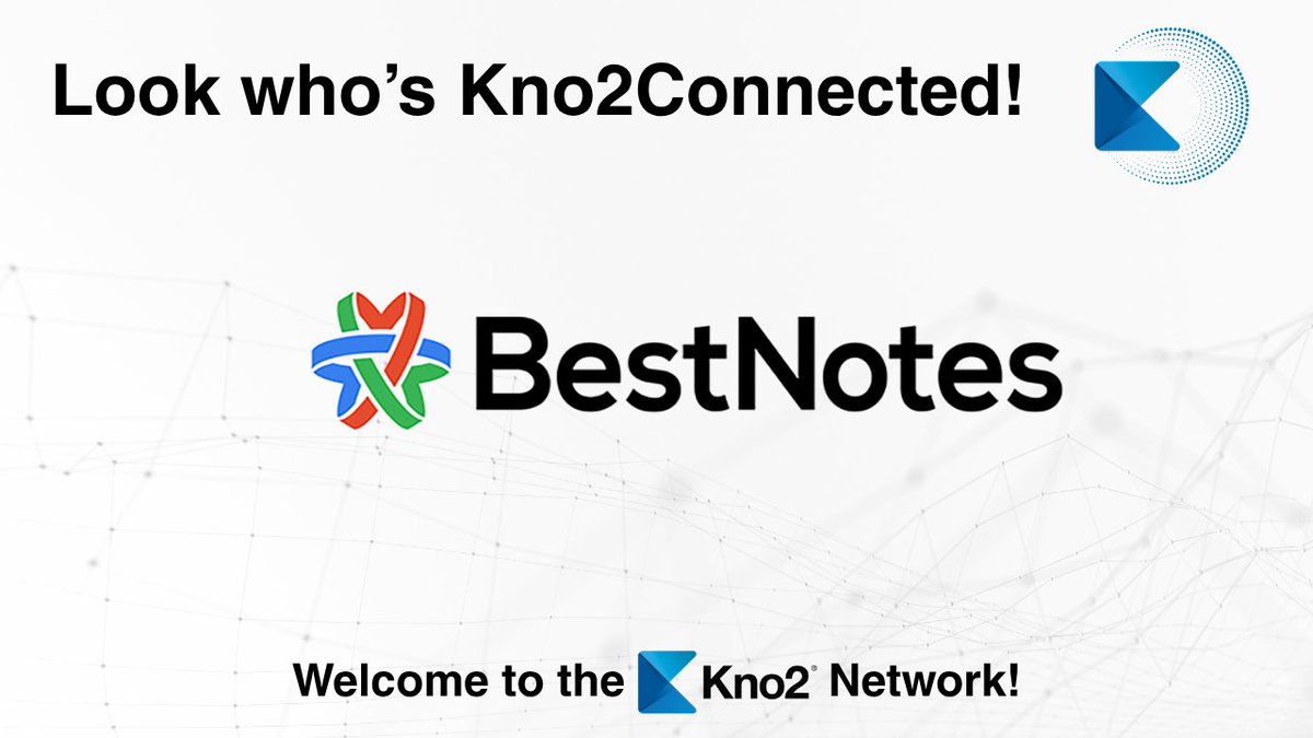 🚨 We’re excited to welcome BestNotes to the Kno2 Connected™ network!

Through a single API integration, BestNotes now delivers secure, scalable healthcare communication—unlocking access to national networks, like Kno2's QHIN™, and enabling real-time clinical exchange