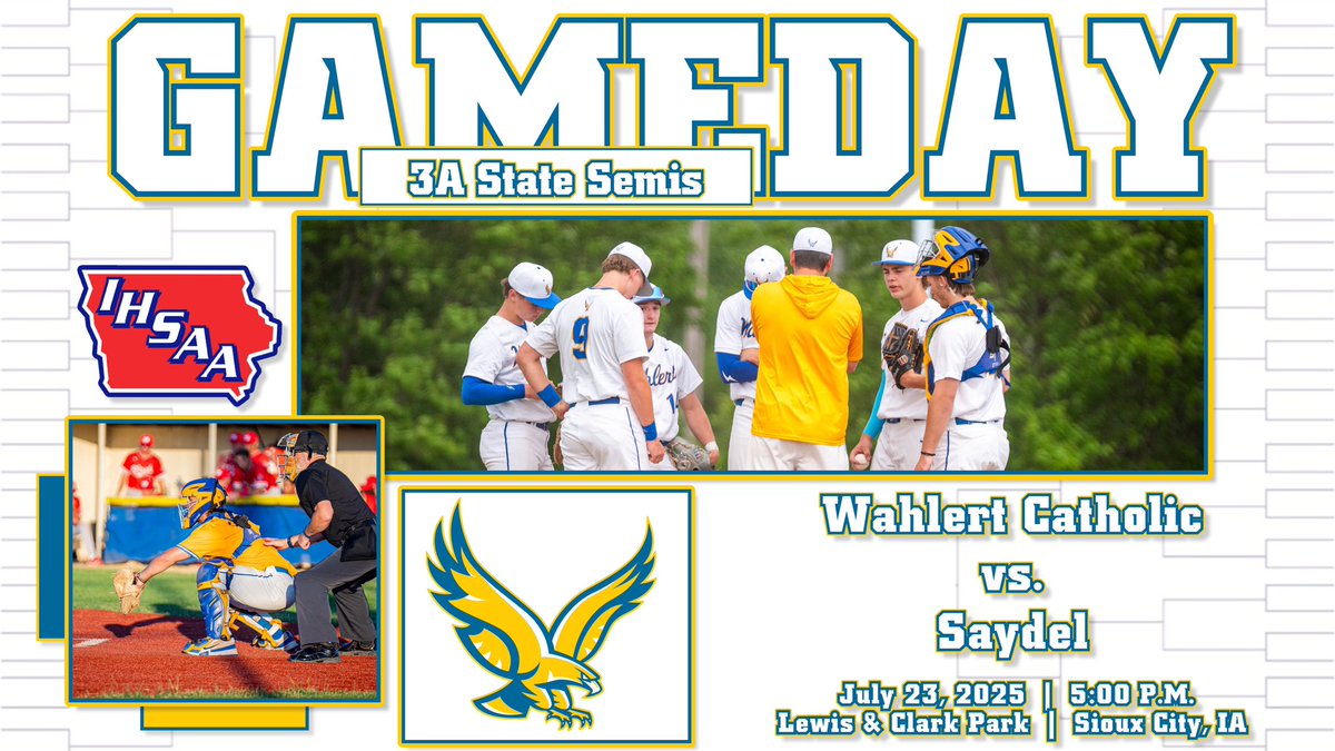 Wahlert Baseball (@wahlertbaseball) on Twitter photo We take on Saydel in the State Semifinals today in Sioux City! First pitch is scheduled for 5:00 PM at Lewis and Central Park! Good luck to <a href="/dbqwahlertsb/">Wahlert Softball</a> in their semifinal game!!! We take on Saydel in the State Semifinals today in Sioux City! First pitch is scheduled for 5:00 PM at Lewis and Central Park! Good luck to <a href="/dbqwahlertsb/">Wahlert Softball</a> in their semifinal game!!!