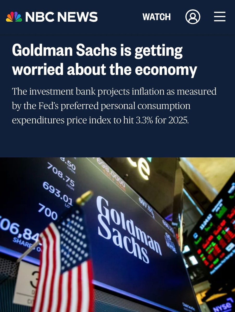 marctshort's tweet image. Goldman Sachs just raised their recession risk. And the current trade policy is a big reason why.
Tariffs are eating into real income, slowing growth, and complicating the Fed’s monetary policy decisions.
Taxing American families with new tariffs offsets the relief provided in…