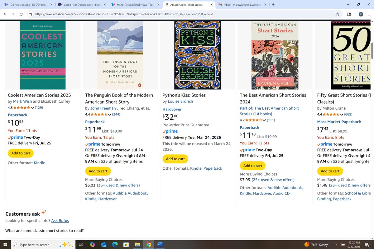 JustCoolStories's tweet image. We just searched for "#shortstories" on Am--& COOLEST 2025 came up as the *1st* #book on the *1st* line!
Gracias, #ReadersCommunity, for making it a #ReadersFavorite!
To order these "unputdownable" #stories in #Kindle or #Paperback:
amzn.to/4958AFN
Thx--& enjoy!…