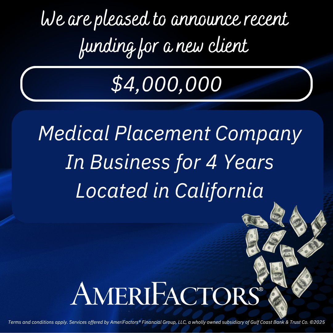 AmeriFactors's tweet image. AmeriFactors provides fast funding. Contact us for a free quote. AmeriFactors.com
#businessfunding #accountsreceivablefinancing #cashflow #fastfunding #loanalternative #factoring #workingcapital #success #amerifactors