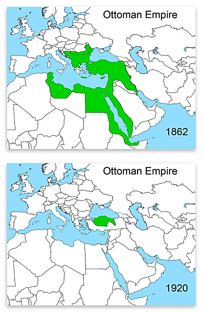amazingmap's tweet image. The Ottoman Empire: 1862 compared to 1920