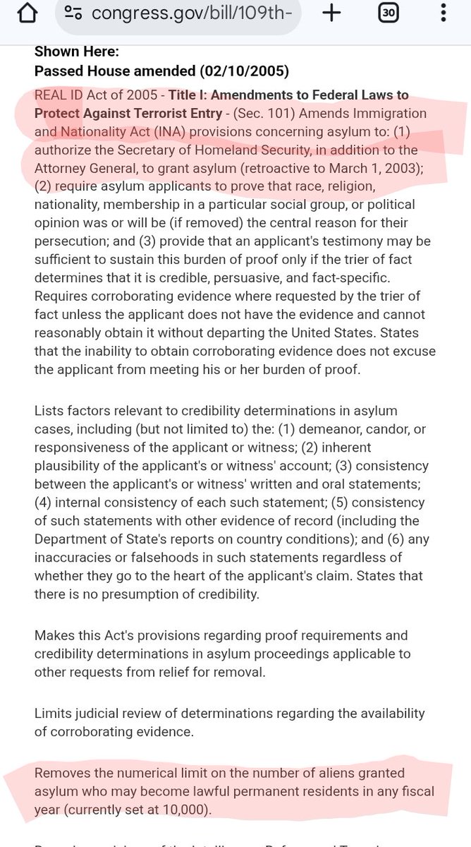 NickStoebe1's tweet image. I keep seeing posts about how Biden flew 80,000 Somalians into America illegally.
It was made legal by the Real ID ACT. No one from the Trump administration will admit this fact so here is the legislation.