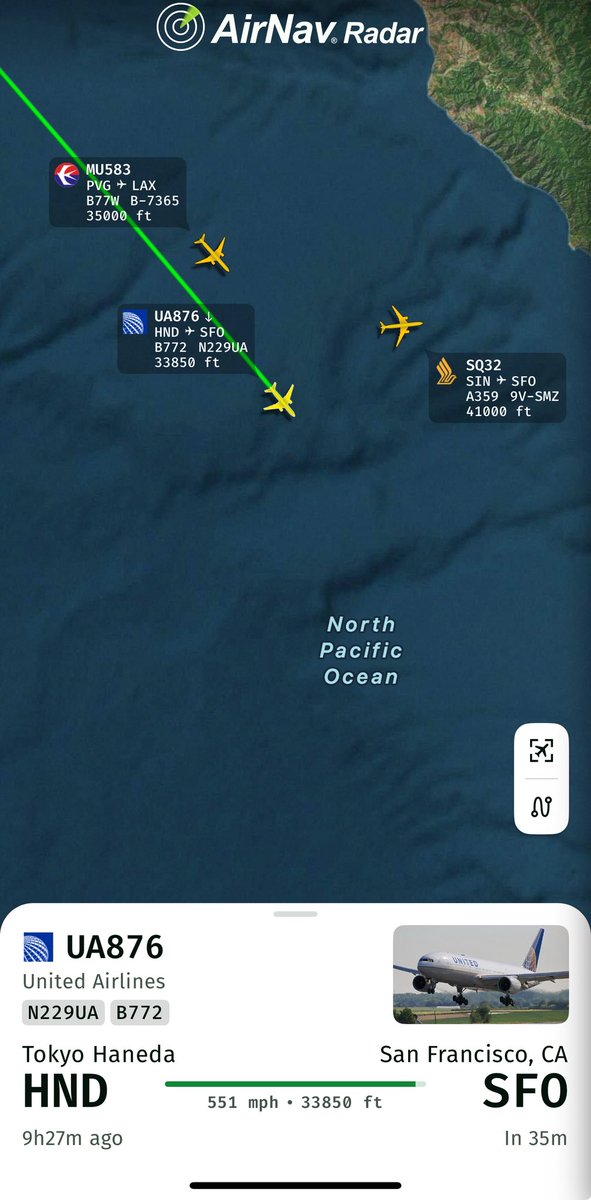 FlightEmergency's tweet image. United flight UA876

HND- SFO

Squawking 7700 (emergency)

@AirNavRadar