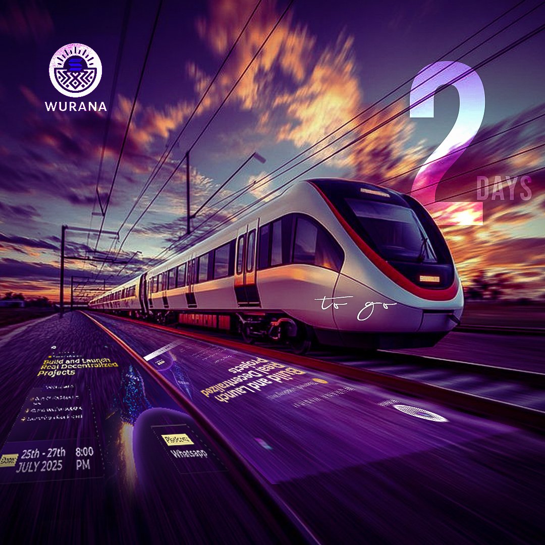 Wurana01's tweet image. Just 2 days to go until WURANA kicks off!
💡 It’s more than an event — it’s your chance to turn skills into income.
📅 July 25–27, 2025 | 8PM
Get ready to build your future.
#WURANA #SkillsToIncome #FutureOfWork #Web3Builders
