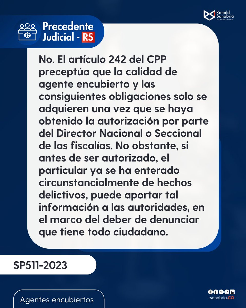 🕵️‍♂️ 5 problemas jurídicos sobre el uso de agentes encubiertos… y cómo los resolvieron las altas cortes

#DerechoPenal #JurisprudenciaPenal #AgentesEncubiertos #PrecedenteJudicial #RonaldSanabria #LitigioPenal #RSanabriaProtecciónPenal