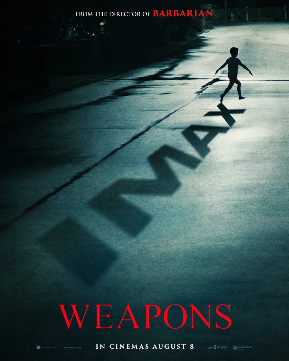 WarnerBrosUK's tweet image. The biggest scares need to be seen on the biggest screens.
New IMAX poster for #WeaponsMovie in cinemas August 8.