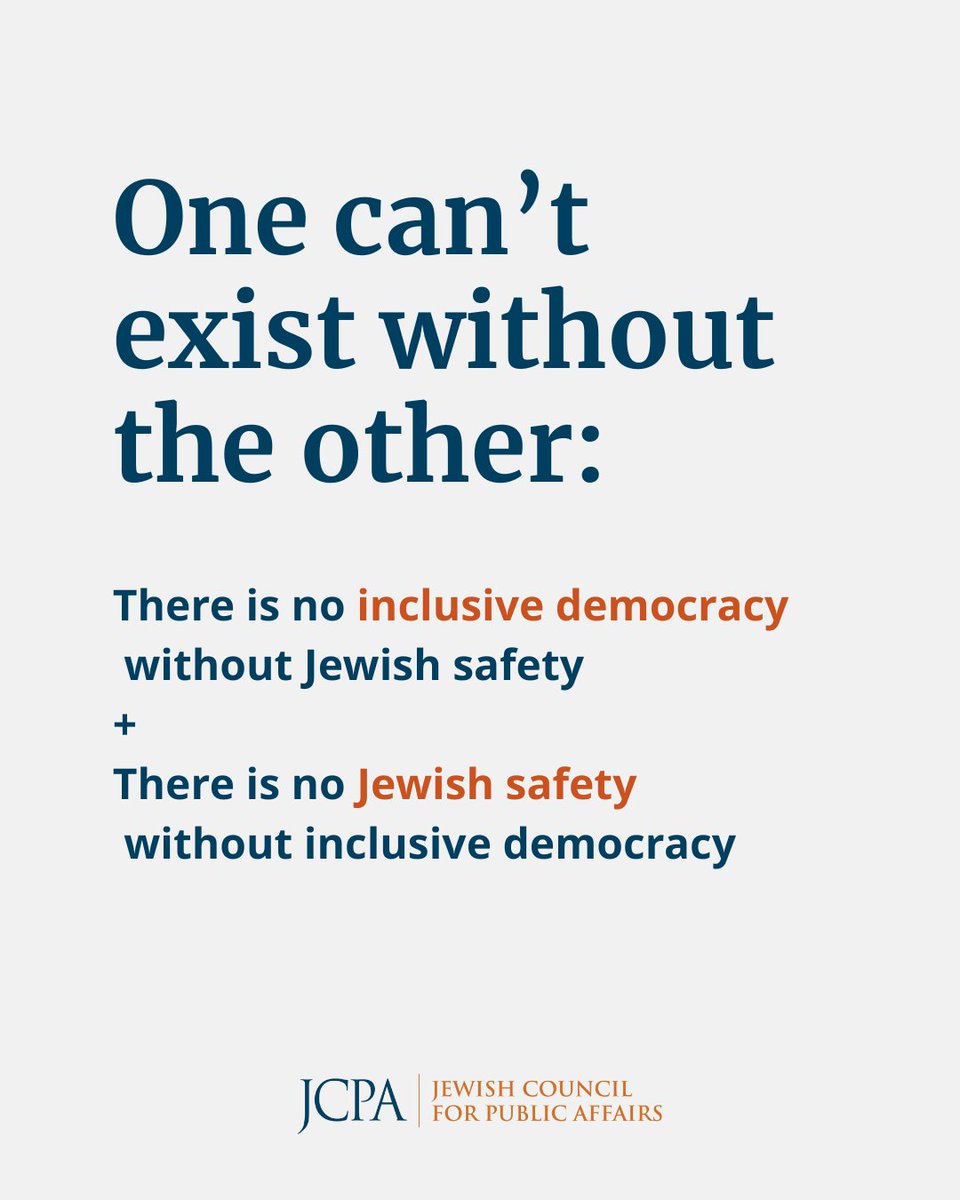 theJCPA's tweet image. Protecting the rights and safety of all communities and advancing inclusive democracy isn’t just important because of our Jewish values. It's also existential to our own safety as Jews.