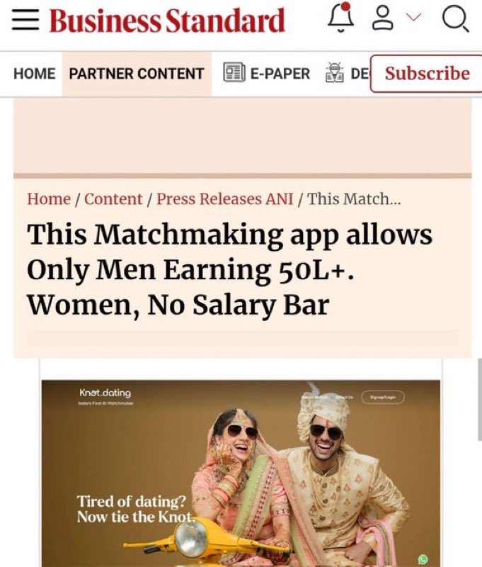 BEGGARBB's tweet image. Matchmaking app allows only men earning 50L
Women, No Salary Bar
Good business for women.