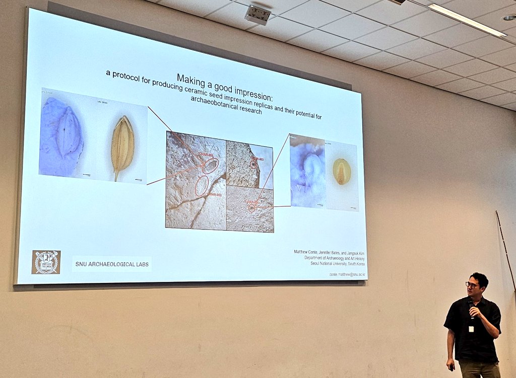 DrJenniferBates's tweet image. Excellent paper by PhD student @maechu_conte from @SeoulNatlUni at #IWGP2025 on seed impressions in ceramics. #archaeology #archaeobotany #archaeologicalscience #Groningen