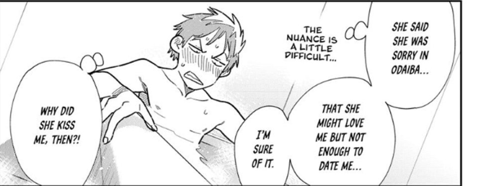 ChibiReviews's tweet image. in the latest Rent a Girlfriend chapter, Kazuya is confused about Chizuru's actions of kissing him despite saying she doesn't love him enough to date him. "Read the panel 😑"
Is Chizuru leading him astray or can Kazuya not take "no" for an answer?