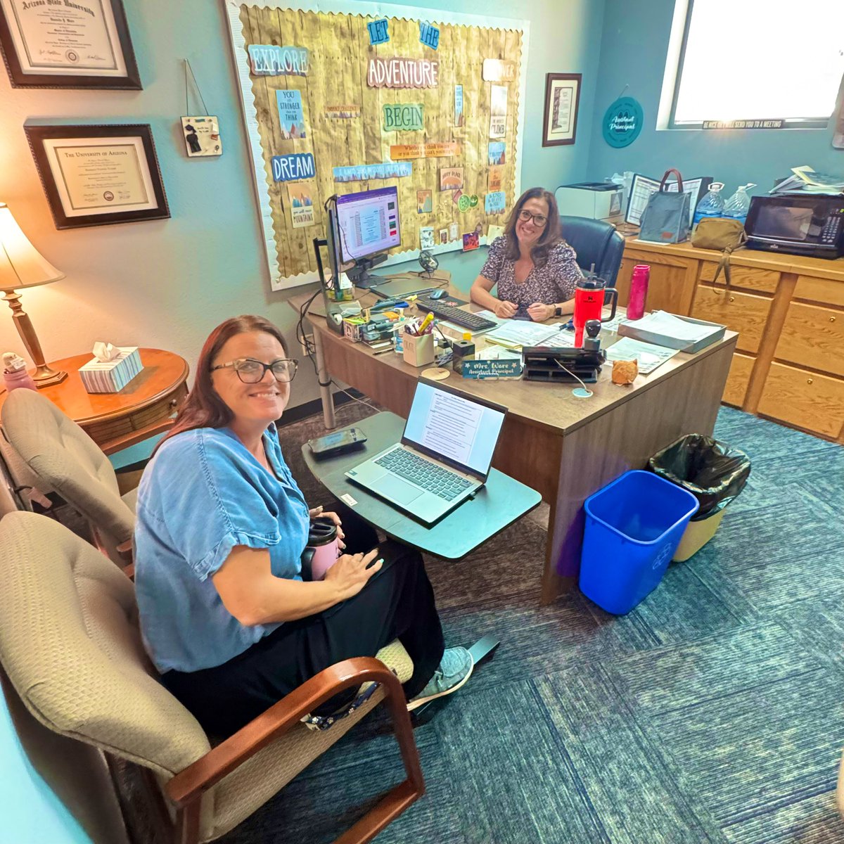 Ms. Hicks and Ms. Ware are working hard behind the scenes to make sure everything is ready to welcome our teachers back and greet our students with open arms. 🐾✏️📅 <a href="/HLS_DVUSD/">Highland Lakes School</a> #BackToSchool <a href="/DVUSD/">Deer Valley Unified School District</a>