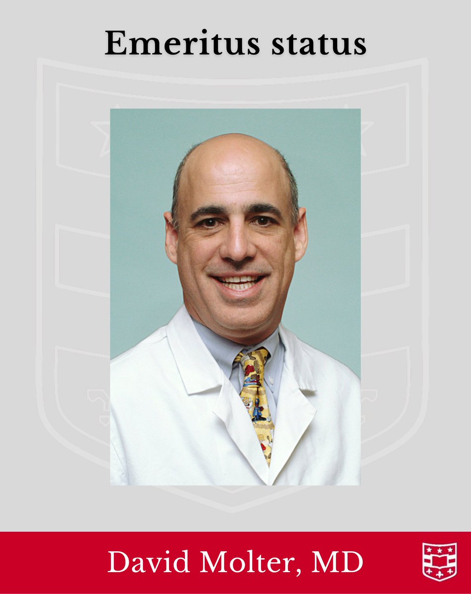 WashUMedENT's tweet image. After 25 years of service, David Molter, MD, has retired.
Dr. Molter has also been awarded the title, Professor Emeritus of Otolaryngology–Head and Neck Surgery.
Congratulations Dr. Molter!