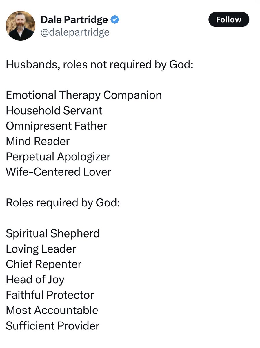 DirkWalstead's tweet image. What does “wife-centered lover” even mean?
And what is the God required alternative? 🤔