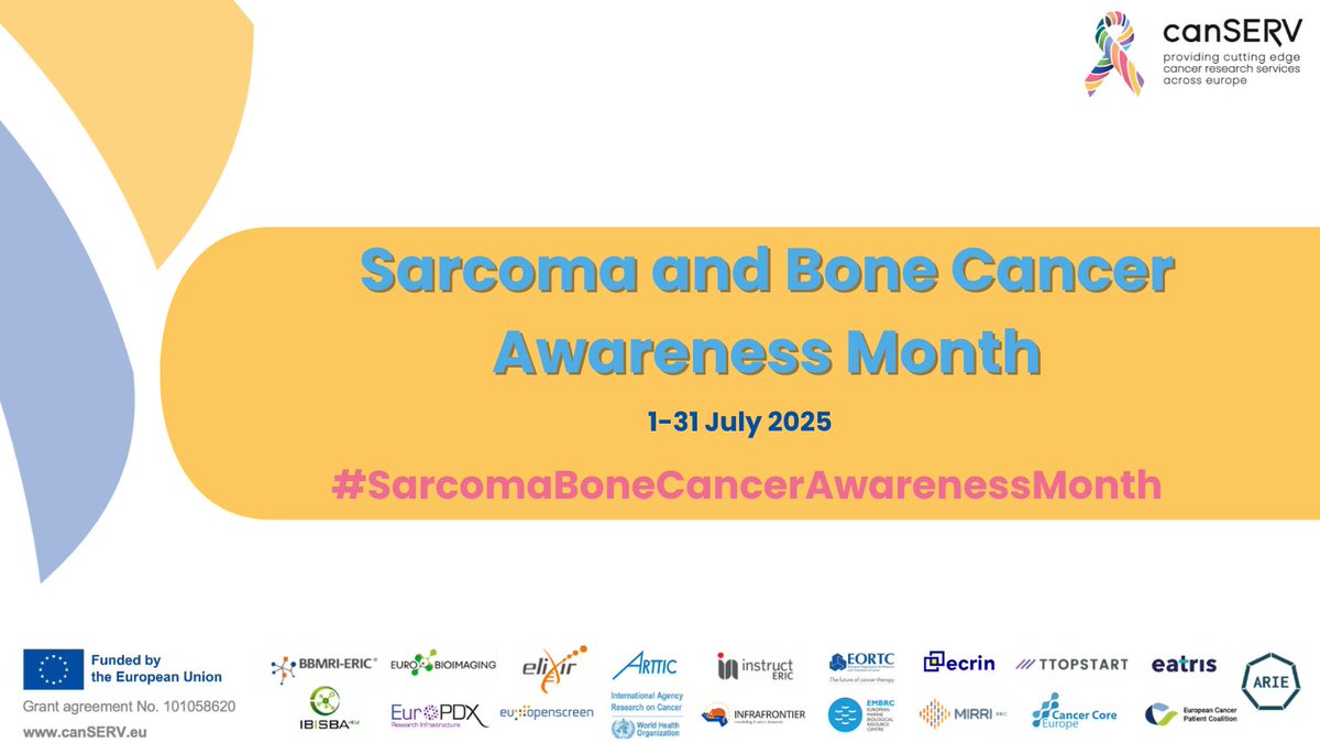 🎗️ July is Sarcoma &amp; Bone Cancer Awareness Month
canSERV supports researchers tackling rare cancers like sarcoma with funded access to cutting-edge services.
🔬 Find out more on our website: canserv.eu
#SarcomaAwareness #RareCancers #EUCancerMission #canSERV_EU