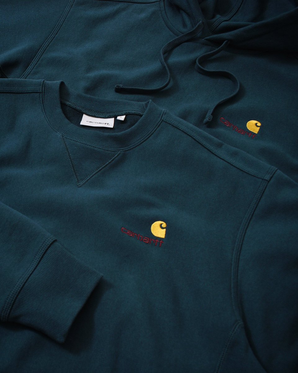 Seasonal colours of the American Script collection from Carhartt WIP are here. Pictured is the ‘Deep Lagoon’ offerings in the American Script Sweat and Hooded American Script Sweat, available now!

atticclothing.com