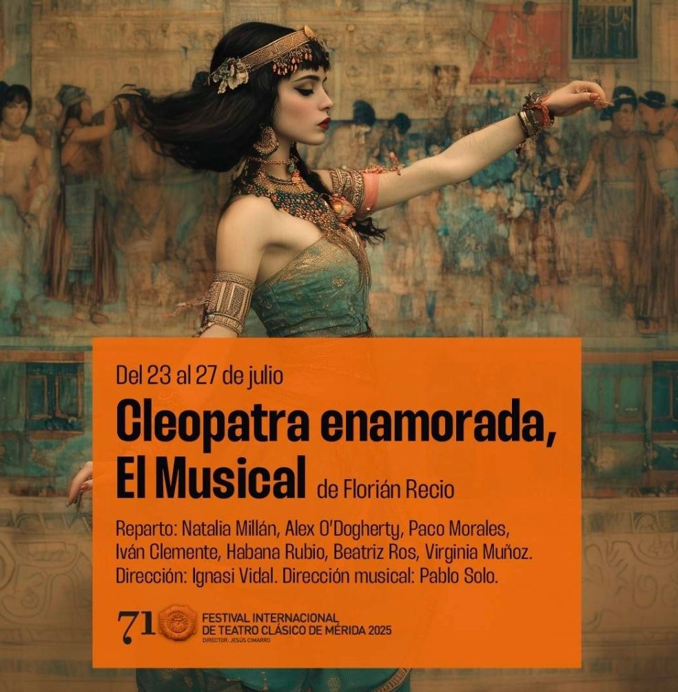 PALOMITAS DE MAÍZ (@palomitero) on Twitter photo Mérida acoge hoy el estreno del musical 🎭 #CleopatraEnamorada 🎭 -dentro de la programación de la 71ª edición del <a href="/Festival_Merida/">Festival Internacional de Teatro Clásico de Mérida</a>-, protagonizado entre otros por <a href="/_Natalia_Millan/">Natalia Millán</a> y <a href="/AlexODogherty/">Alex O'Dogherty</a>.
Produce <a href="/_PENTACION_/">Pentación</a> a las órdenes de don <a href="/JCimarro/">Jesús Cimarro</a>
entreletras.eu/cine/teatro/pa… Mérida acoge hoy el estreno del musical 🎭 #CleopatraEnamorada 🎭 -dentro de la programación de la 71ª edición del <a href="/Festival_Merida/">Festival Internacional de Teatro Clásico de Mérida</a>-, protagonizado entre otros por <a href="/_Natalia_Millan/">Natalia Millán</a> y <a href="/AlexODogherty/">Alex O'Dogherty</a>.
Produce <a href="/_PENTACION_/">Pentación</a> a las órdenes de don <a href="/JCimarro/">Jesús Cimarro</a>
entreletras.eu/cine/teatro/pa…