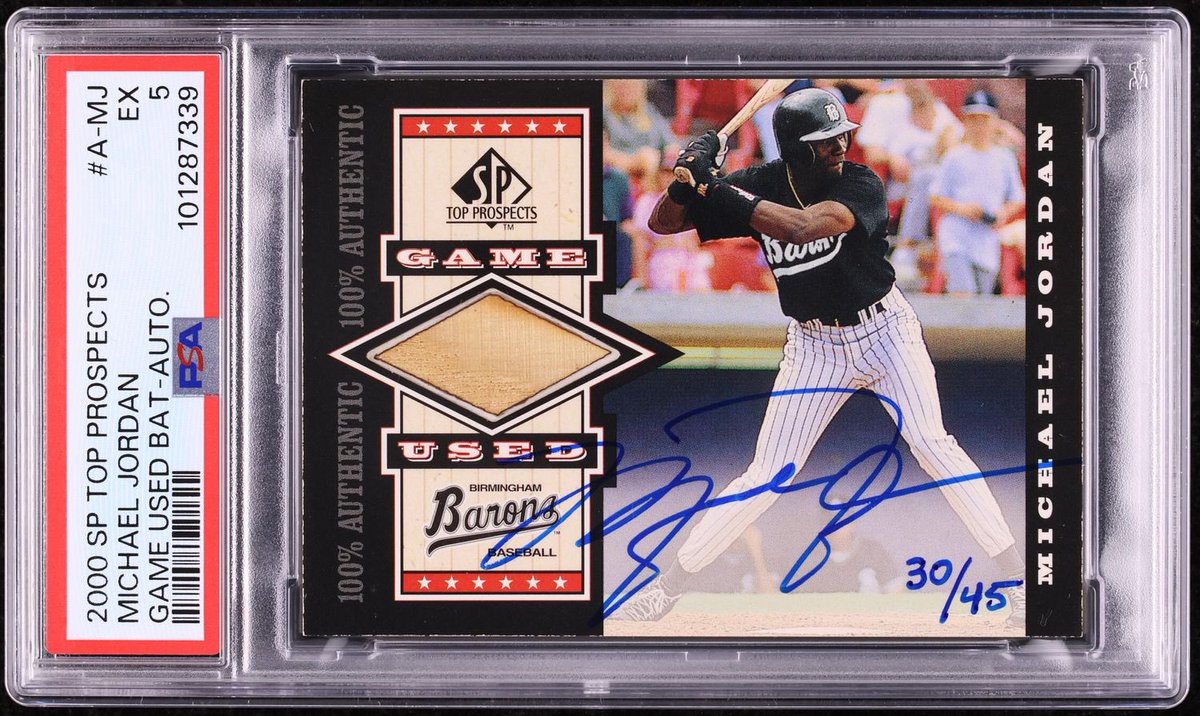 gurucollects's tweet image. Is this Michael Jordan’s greatest baseball card EVER? ⚾️
In 2000, Upper Deck released “Top Prospect” cards with game-used bat relics and on card autos. The checklist included just two minor league athletes, however… Ken Griffey Jr. and Michael Jordan. 😳
With over a day left,…