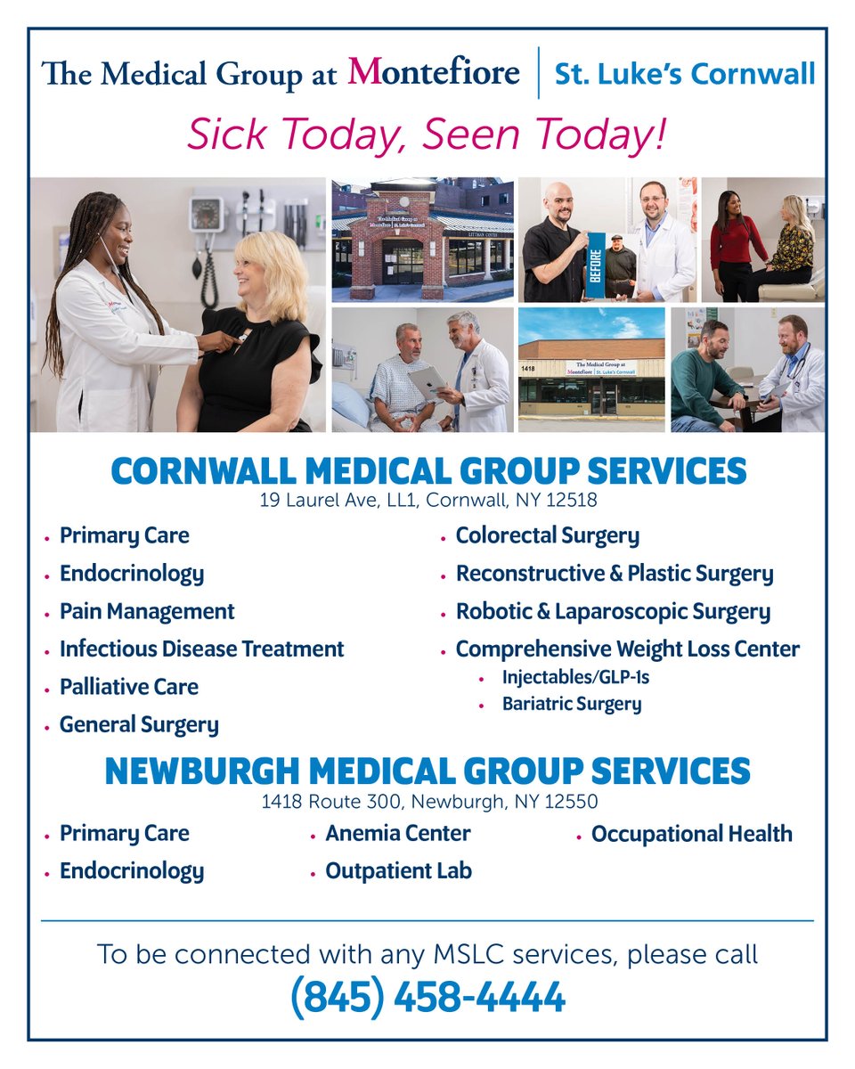 The Medical Group at MSLC provides Primary and Specialty Care with same day appointments and walk-ins available. We are proud to offer access to a number of specialties locally and a direct connection to world class medicine throughout the Hudson Valley and beyond.