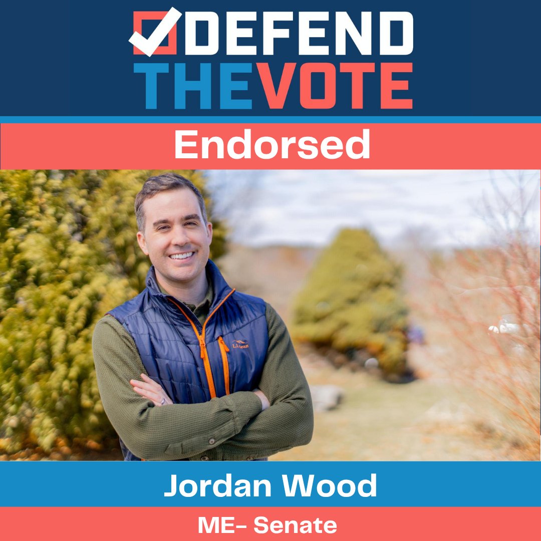 JordanWoodME's tweet image. Washington is broken and it's stopping us from lowering costs for Mainers. My first priority in the Senate will be fighting corruption and reforming our democracy.
Grateful to have @DTVPAC's support as we work to protect the right to vote and defend democracy.