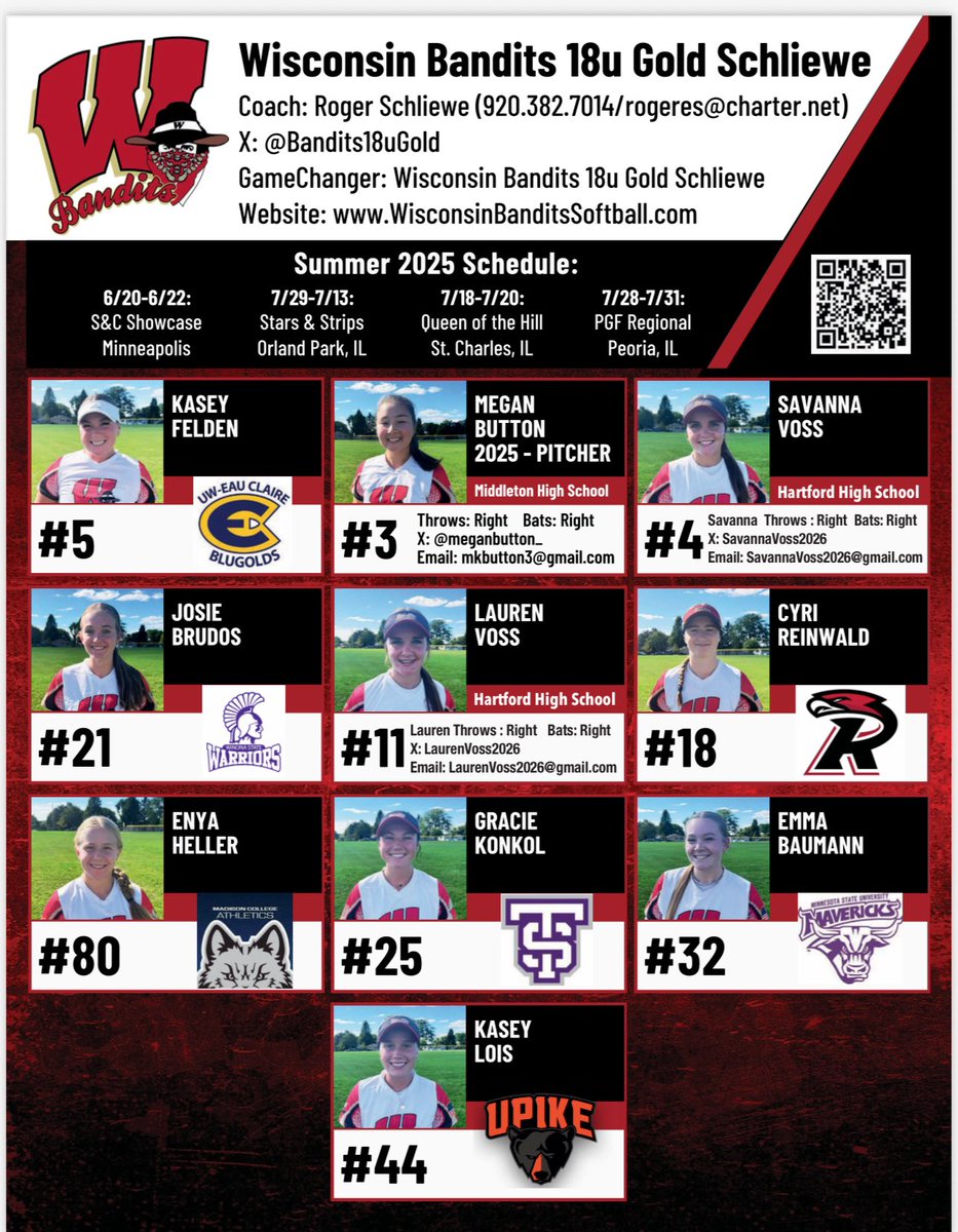 Wisconsin Bandits 18U Gold Schliewe (@bandits18ugold) on Twitter photo Due to unforeseen circumstances, we have two 2026s back OPEN for recruitment! 
Come check them out in Peoria next week! 
<a href="/SavannaVoss2026/">Savanna Voss 2026</a> & <a href="/LaurenVoss2026/">Lauren Voss 2026</a> Due to unforeseen circumstances, we have two 2026s back OPEN for recruitment! 
Come check them out in Peoria next week! 
<a href="/SavannaVoss2026/">Savanna Voss 2026</a> & <a href="/LaurenVoss2026/">Lauren Voss 2026</a>