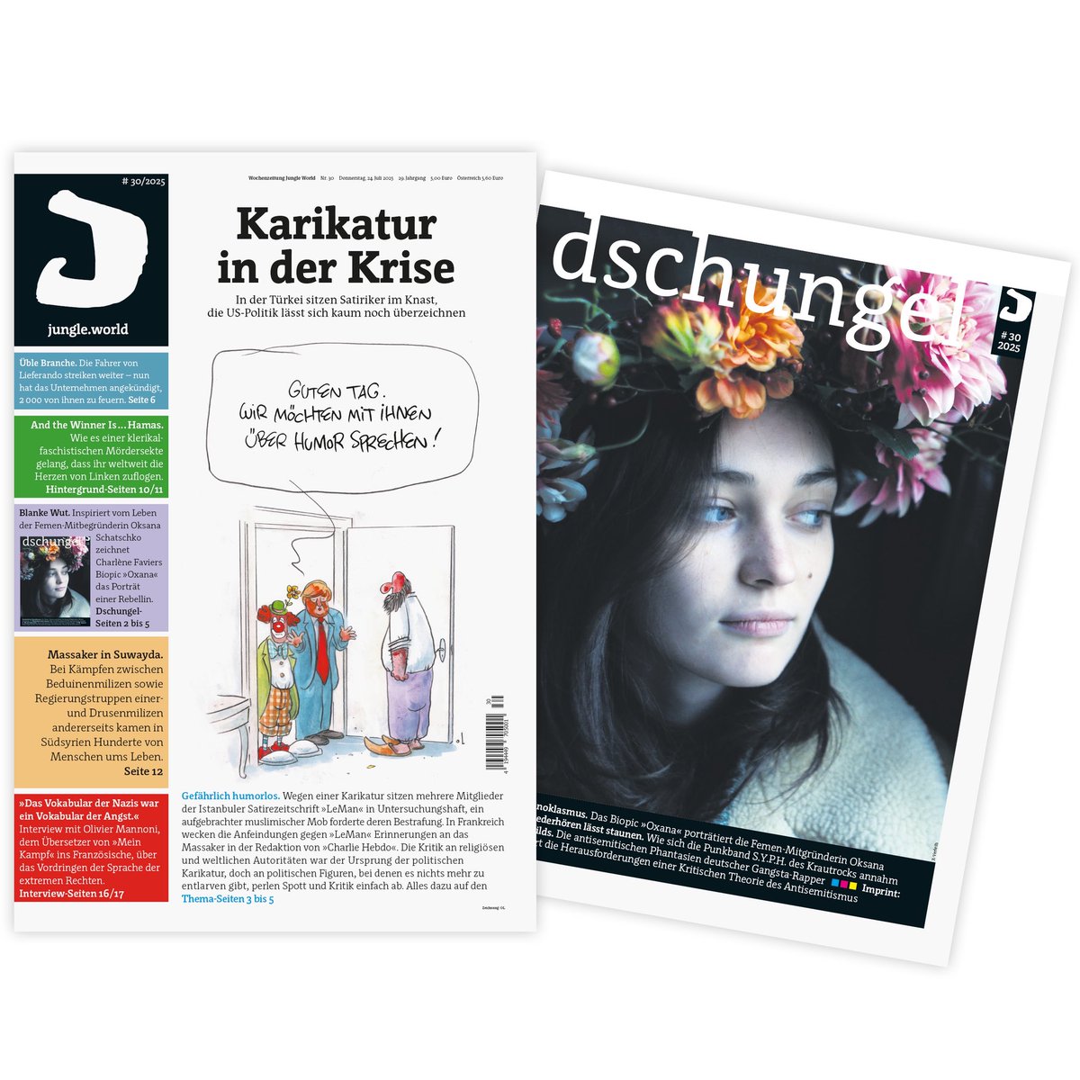 Die neue Ausgabe: Türkische Satiriker im Knast
📍Grenzkontrollen in Polen ++ israelisches Restaurant in Berlin hat Eröffnung abgesagt ++ Islamisten fordern Wiedereröffnung der Blauen Moschee in Hamburg...uvm!
🗞️ Ab sofort online (Abo) &amp; im Shop
👉 jungle.world/inhalt/2025/30