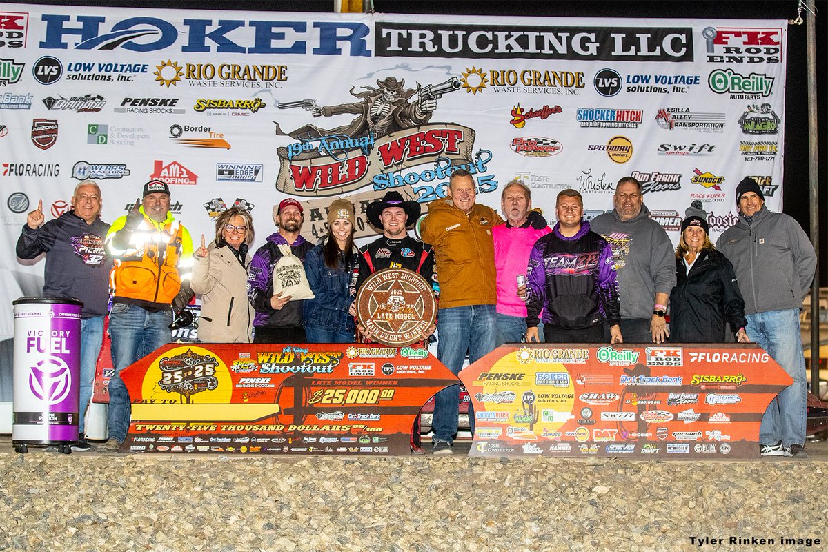 Rio Grande Waste Services has added a total of $50,000 in lap leader money to the Super Late Model opener and finale at the 20th annual Wild West Shootout on Jan. 10-18, 2026 at Central Arizona Raceway.  

Full details -&gt; wildwestshootout.net/press/article/… #LapLeaderLoot