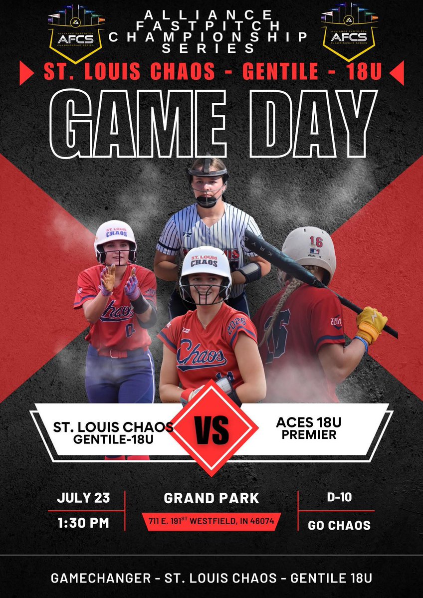 St. Louis Chaos 18U-Gentile (@stlchaos18u) on Twitter photo With a 4-3 win over Midwest Speed National-Koltes, the team moves on in the bracket. MVP of the game is <a href="/elle_van_b/">Elle van Breusegen</a> for several diving catches in outfield saving multiple runs from scoring. Next game is today at 1:30 pm If you can't be there in person catch us on GC at "St Louis With a 4-3 win over Midwest Speed National-Koltes, the team moves on in the bracket. MVP of the game is <a href="/elle_van_b/">Elle van Breusegen</a> for several diving catches in outfield saving multiple runs from scoring. Next game is today at 1:30 pm If you can't be there in person catch us on GC at "St Louis