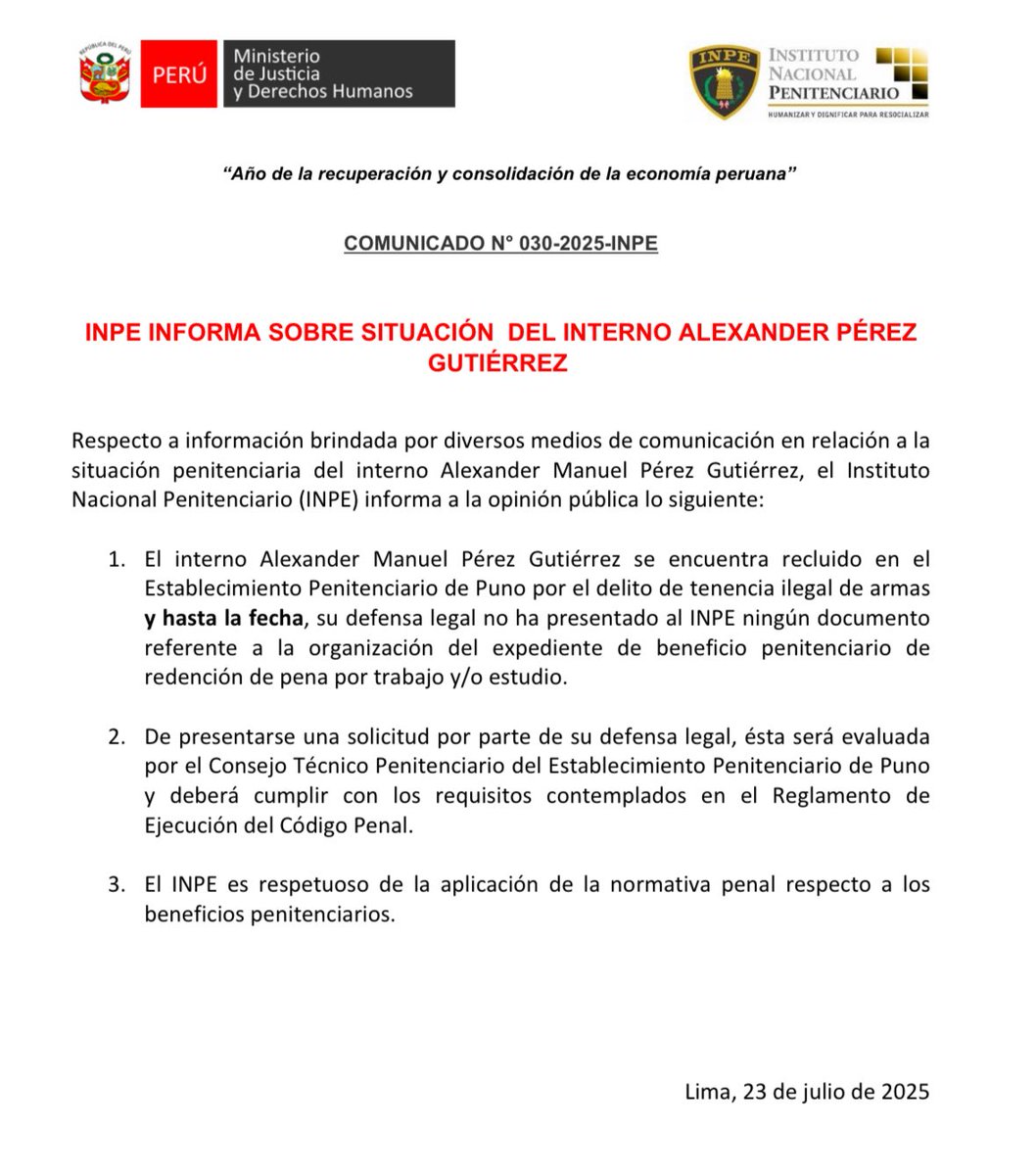 INPEgob's tweet image. #INPEinforma #Comunicado #AlexanderPérez