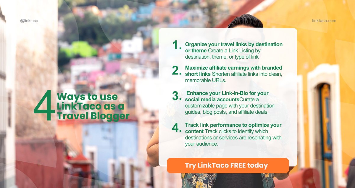 With LinkTaco, travel bloggers can bring clarity to the content hustle.
This summer, let your links travel as smoothly as you do.
 🌐 Build your link hub now → linkta.co/lt-features