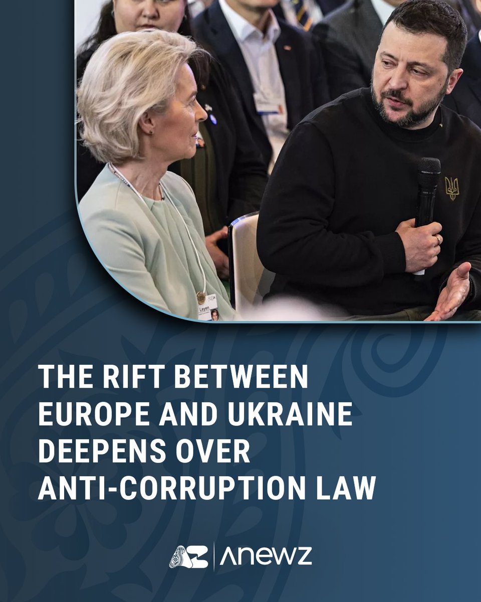 Anewz_tv's tweet image. Tensions are rising between Brussels and Kyiv. The European Commission has issued a stern warning after Ukraine passed a law weakening the independence of its top anti-corruption agencies. Ursula von der Leyen personally called President Zelenskyy to express “strong concerns” and…