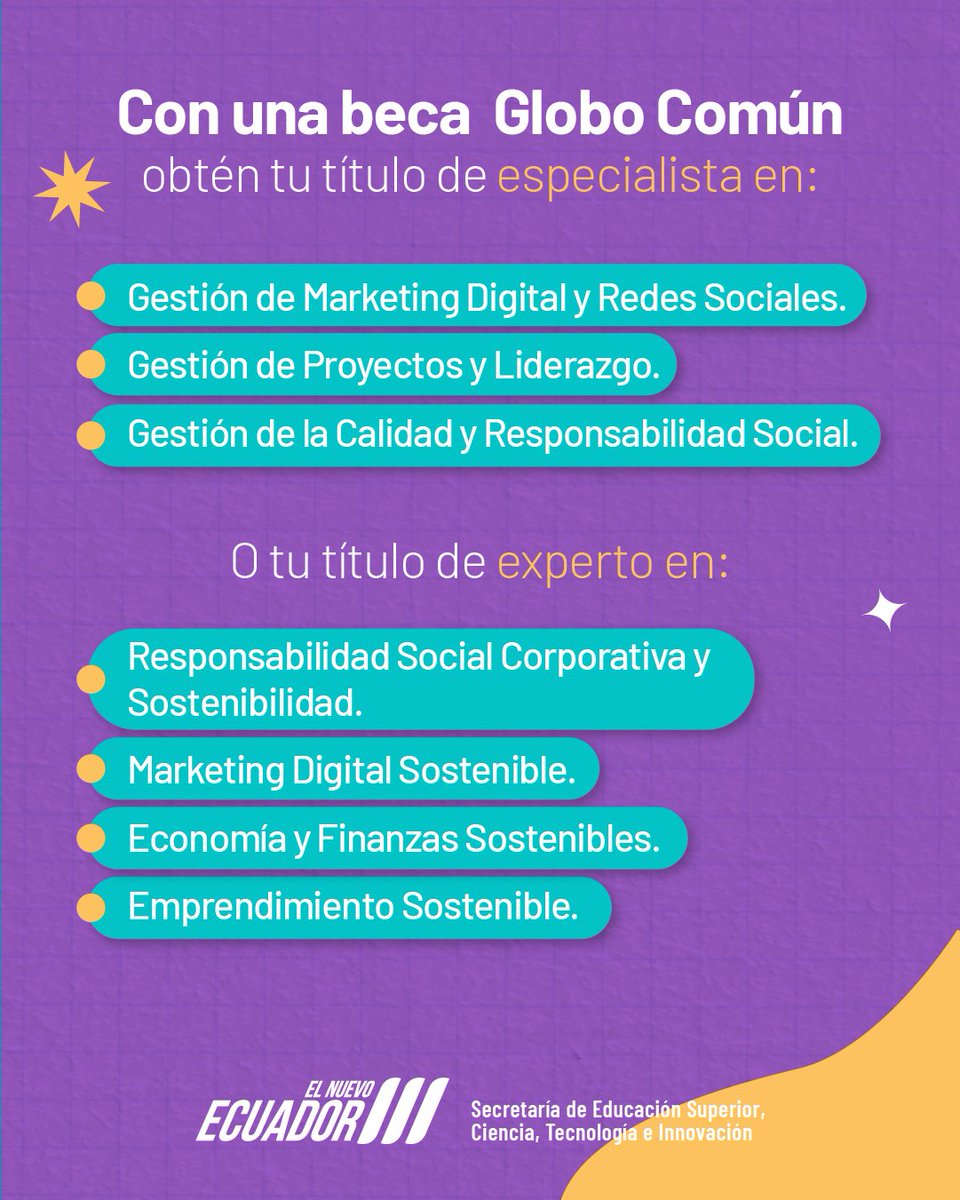 EduSuperiorEc's tweet image. Oferta de Becas Internacionales para Programas de Capacitación de Especialista y Experto, otorgadas por CMI Business School
¡Postula hasta 28 de julio y sé parte del programa Globo Común!
Conoce más sobre esta oferta en: siau.senescyt.gob.ec/bi-cee-cmi-1er…