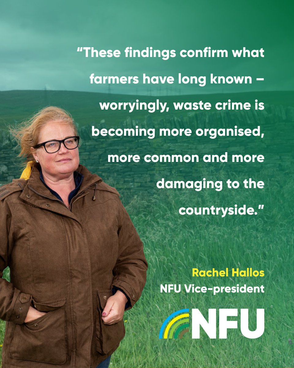 NFUtweets's tweet image. NFU Vice-president @RachelHallos urgers farmers to report all waste crime incidents following the @EnvAgency's survey results showing only 27% of waste crimes are reported.
Read more👉ow.ly/UuZg50Wu9gU