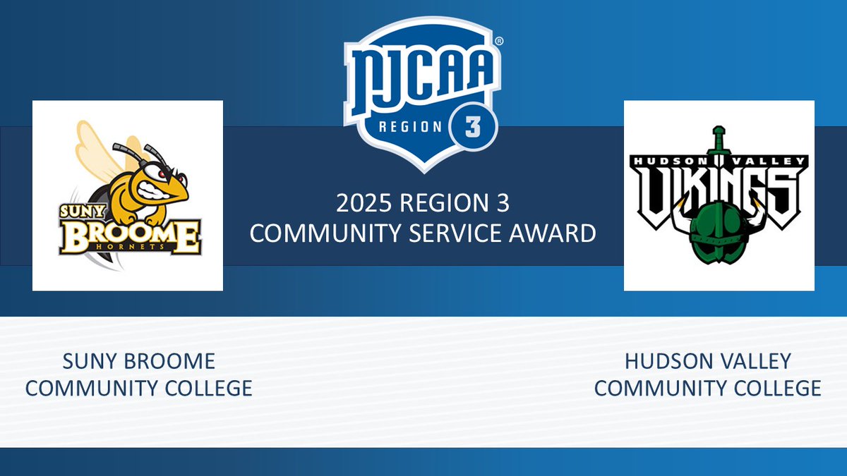 SUNY Broome and Hudson Valley recognized with the <a href="/NJCAAReg3/">NJCAA REGION 3</a> Community Service Award

njcaaregion3.org/regional_award…