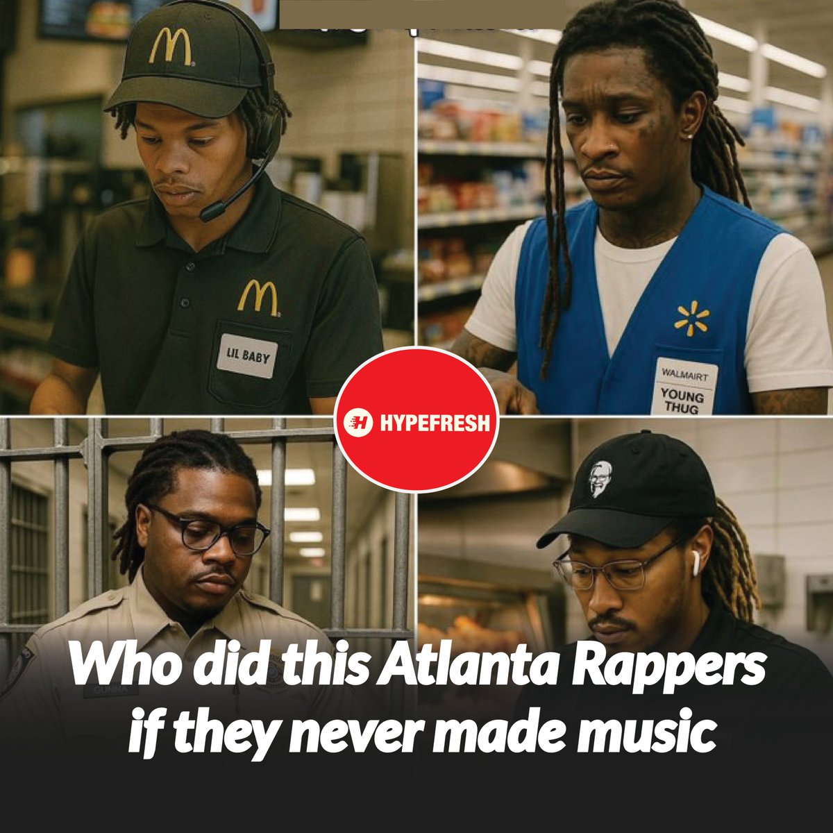 HypefreshC's tweet image. Imagine Atlanta rappers in different careers 😂 This funny take shows what they’d be doing if they never made music. Hilarious and unexpected! 

#AtlantaRappers #HipHopHumor #RapperAlternateCareers #MusicMeme

Get more updates like this👉
@HypefreshC