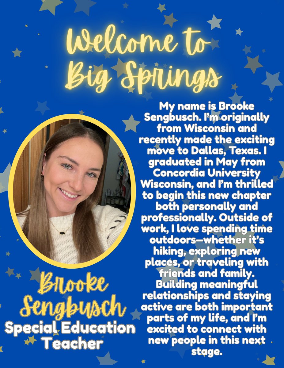 Bonnie Altimore, M. Ed. (@maninabonnie) on Twitter photo Help me welcome Ms. Sengbusch to our Bobcat family! We are so excited to have her join our special education team! <a href="/BSE_Bobcats1/">Big Springs Elementary School</a> <a href="/Principal_MrB/">Grant Bortnem</a> Help me welcome Ms. Sengbusch to our Bobcat family! We are so excited to have her join our special education team! <a href="/BSE_Bobcats1/">Big Springs Elementary School</a> <a href="/Principal_MrB/">Grant Bortnem</a>