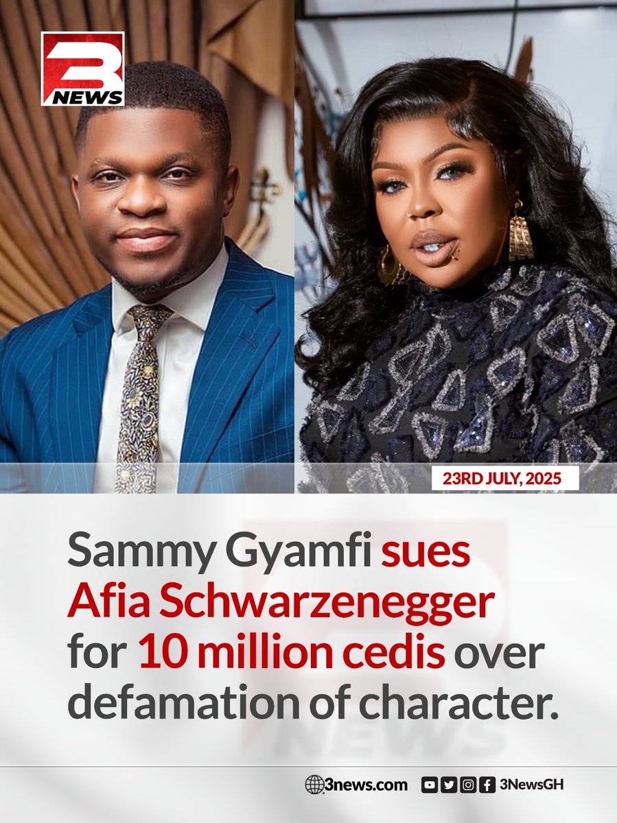 tv3_ghana's tweet image. Chief Executive Officer of the Ghana Gold Board, Sammy Gyamfi has sued media personality Afia Schwarzenegger, also known as Valentina Nana Agyeiwaa for defamation.
#TV3GH