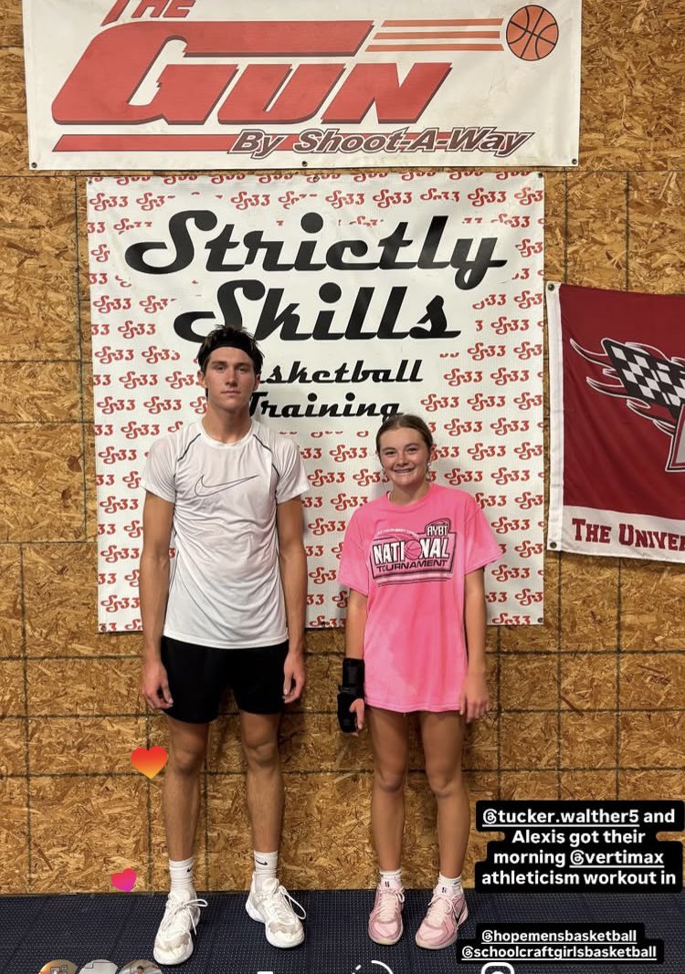 strictly_skills's tweet image. Vertimax work with
Tucker & Alexis Walther
@tucker_walther college hooper at @Hope_Basketball
Alexis at Schoolcraft
@TeamVertimax