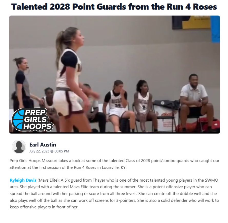 Ryleigh Davis (@4_ryleighdavis) on Twitter photo Thank you <a href="/PGHMissouri/">Prep Girls Hoops Missouri</a> for the Write-up π I had a great time at <a href="/TFNsRun4Roses/">TFN's Run 4 Roses</a> with my Mavs Elite Teammates. Excited to keep growing and putting in the workπ. <a href="/AYSABasketball/">AmericanYouthSportsAssociation (AYSA)</a> <a href="/JrAllStar_MO/">Missouri Jr. All-Star Basketball</a> <a href="/CoachTashaWill/">Tasha βCrainβ Williams</a> <a href="/pd_skillz/">Mavs Elite GUAA</a> <a href="/417Elite50/">417 Elite 50</a> <a href="/UANextGHoops/">Girls UAA</a> <a href="/Kevin93Williams/">Kevin Williams</a> <a href="/earlaustinjr/">Earl Austin Jr.</a> Thank you <a href="/PGHMissouri/">Prep Girls Hoops Missouri</a> for the Write-up π I had a great time at <a href="/TFNsRun4Roses/">TFN's Run 4 Roses</a> with my Mavs Elite Teammates. Excited to keep growing and putting in the workπ. <a href="/AYSABasketball/">AmericanYouthSportsAssociation (AYSA)</a> <a href="/JrAllStar_MO/">Missouri Jr. All-Star Basketball</a> <a href="/CoachTashaWill/">Tasha βCrainβ Williams</a> <a href="/pd_skillz/">Mavs Elite GUAA</a> <a href="/417Elite50/">417 Elite 50</a> <a href="/UANextGHoops/">Girls UAA</a> <a href="/Kevin93Williams/">Kevin Williams</a> <a href="/earlaustinjr/">Earl Austin Jr.</a>