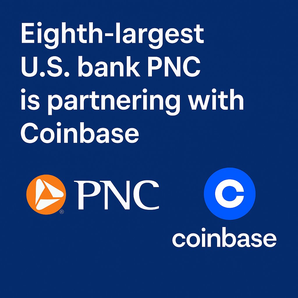 PNC Bank, the eighth-largest bank in the United States, is partnering with  Coinbase to offer cryptocurrency trading services to its customers.