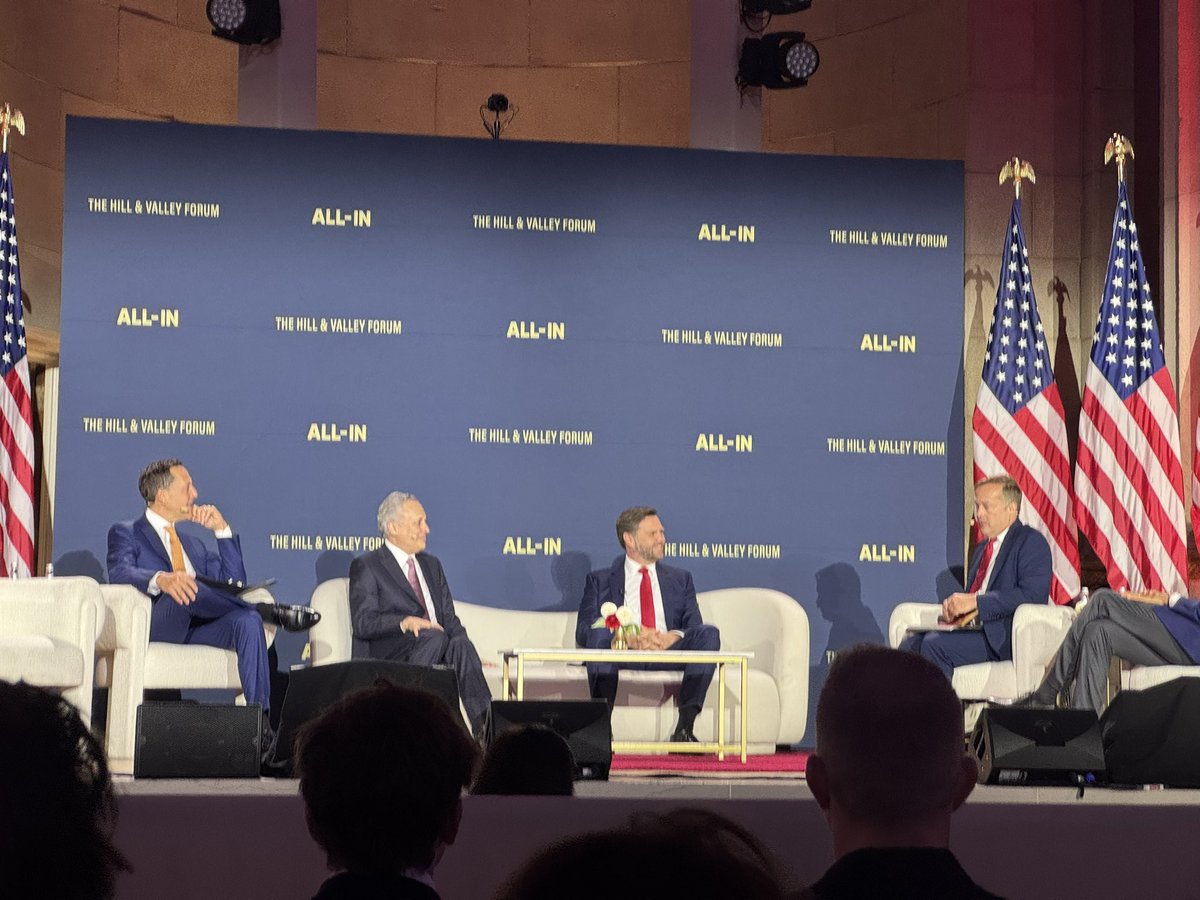 Vice president <a href="/JDVance/">JD Vance</a> on the stage with All in besties