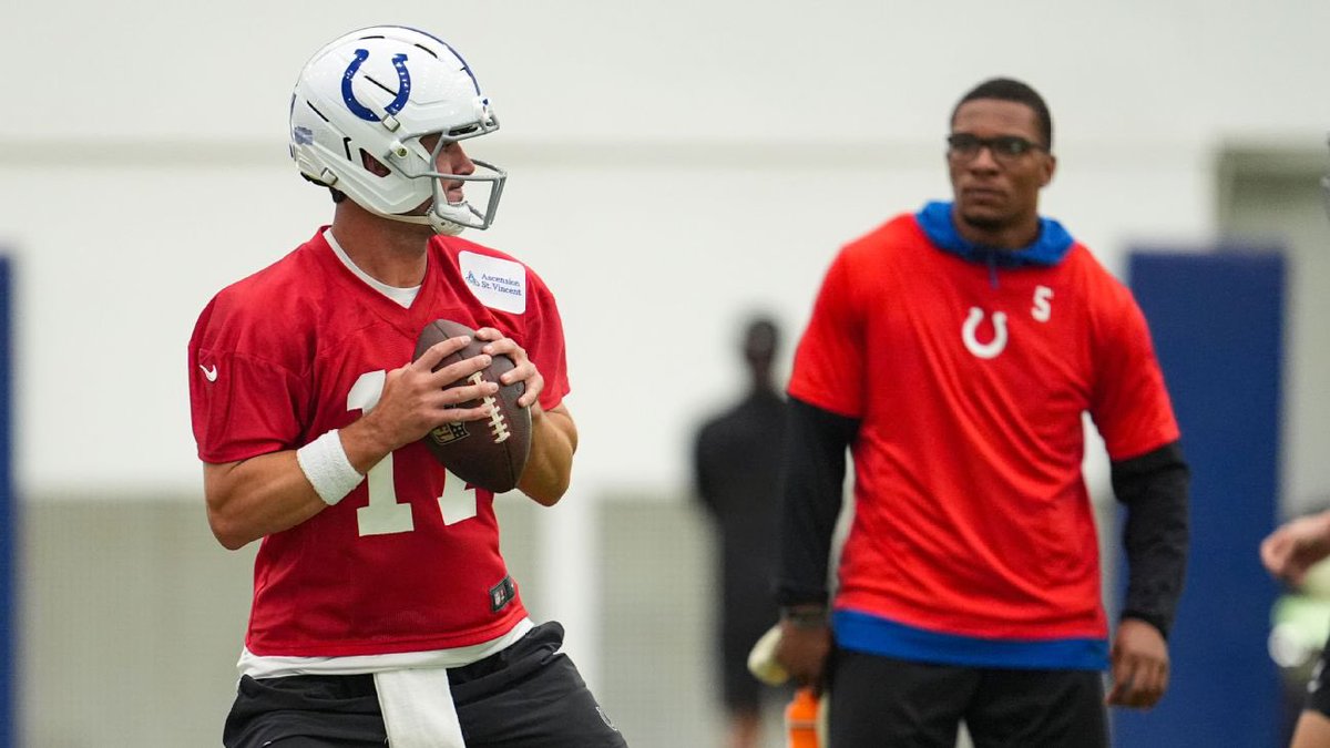 SleeperColts's tweet image. Shane Steichen outlines what he’s watching for in the QB competition:
“I met with them yesterday… Just talked about the consistency… moving the football up and down the field. I told those guys too no timetable on this thing. Let those guys compete. Let the process play out.”