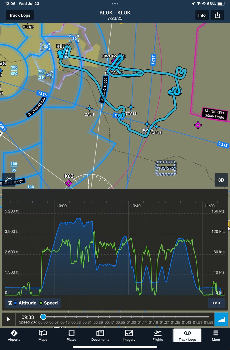 dbc603's tweet image. Checkride prep intensifies.
(No...I was not drunk. Just doing a bunch of stalls, turns around a point, steep turns, emergency descents, S-turns, etc.) @MickeyBlowtorch