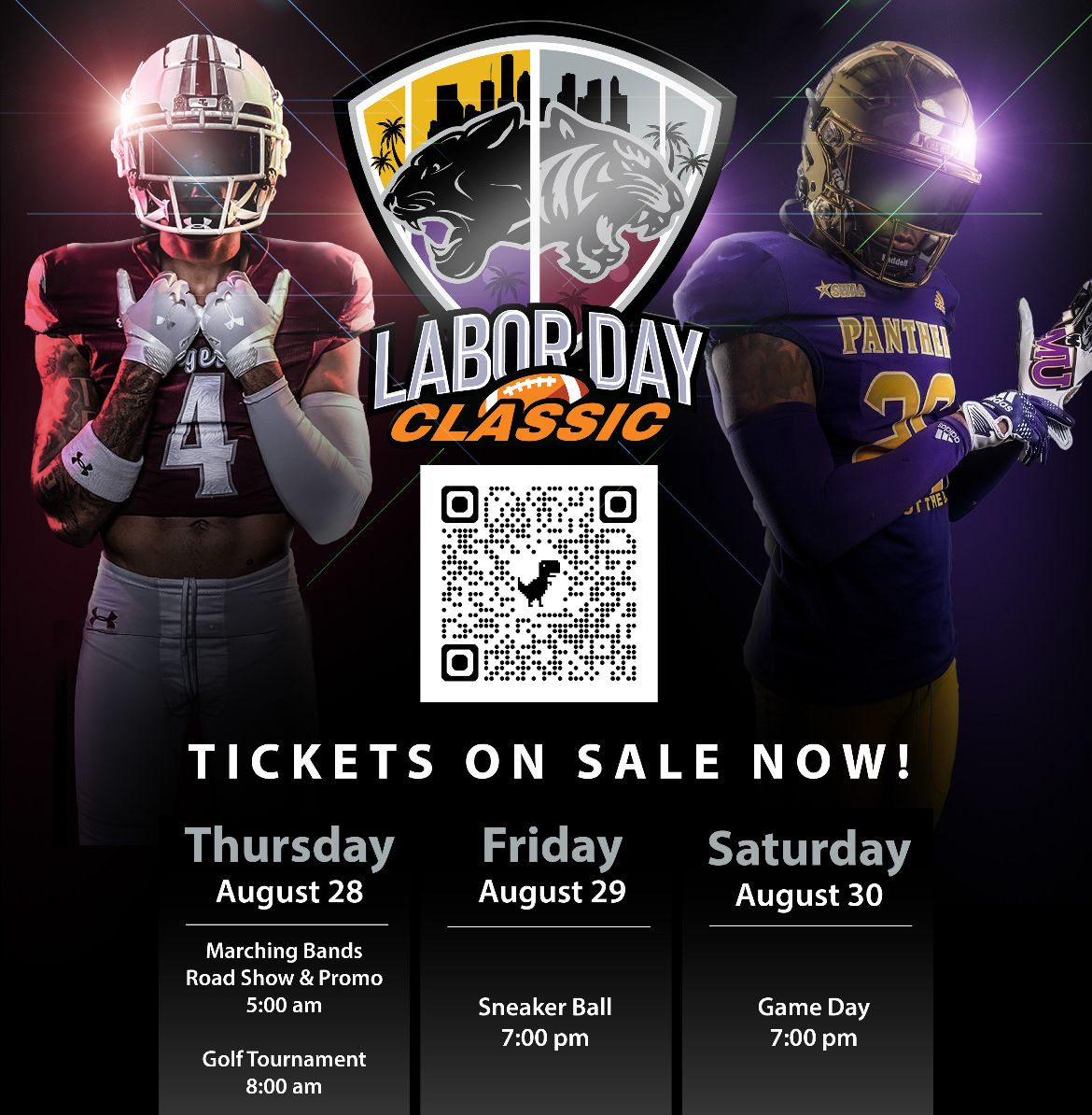 PVAMUPanthers's tweet image. ποΈ The 40th Annual Labor Day Classic is ON!
πΎ PVAMU vs. TSU
ποΈ Aug. 30 | π 7 PM
ποΈ Shell Energy Stadium
π« Game Tix: bit.ly/4kwjQiu
π Events: bit.ly/4leypZk
Who ya got? Drop a π₯ or πΎπ
#LaborDayClassic #PVvsTSU #GoPanthers