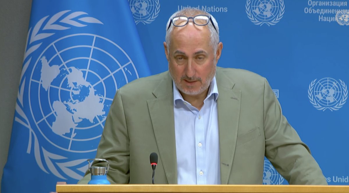pass_blue's tweet image. UN spox on Israeli envoy's news of restricting visas/permits to @UNOCHA staff in occupied Palestine:
It will make things more complicated
**Adds: @UNReliefChief has never called Israel's actions in Gaza a "genocide," contrary to @DannyDanon's claim that he did so