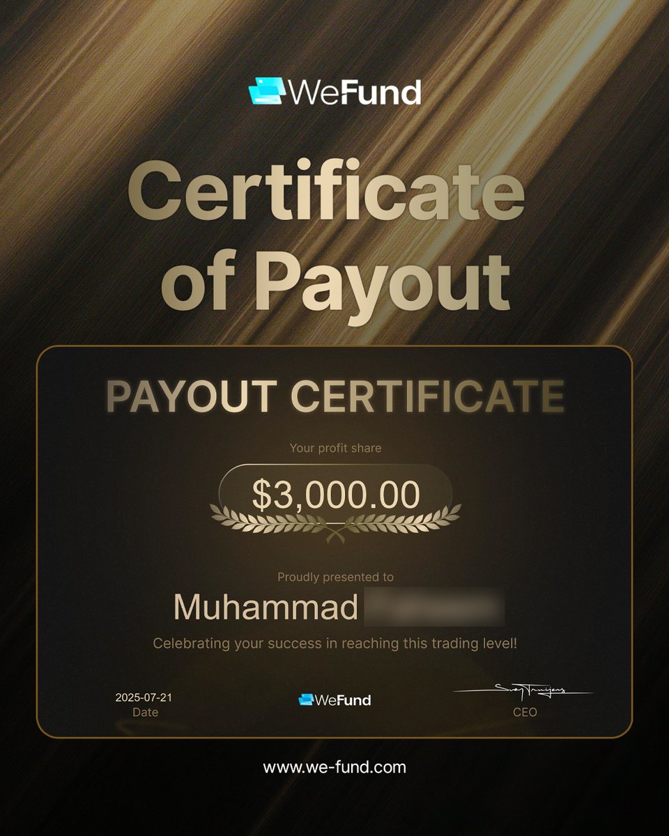 wefundofficial's tweet image. 💰 Traders at WeFund are turning ambition into achievements! 💰
Congratulations on reaching this incredible milestone – enjoy your well-deserved achievement! 💙
The target is set: $1,000,000 in payouts this quarter... Will your name be on that list? 👀