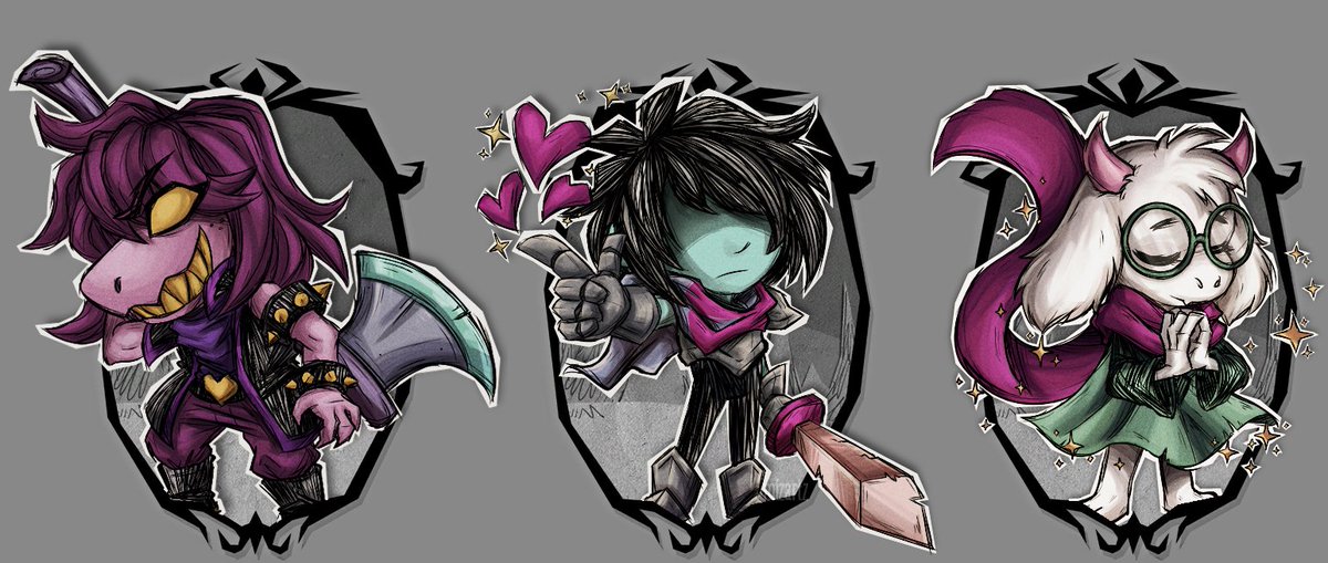 mizartz's tweet image. finished portraits for the gang's default skins!
what do you think? β¨π
#deltarune #dontstarvetogether