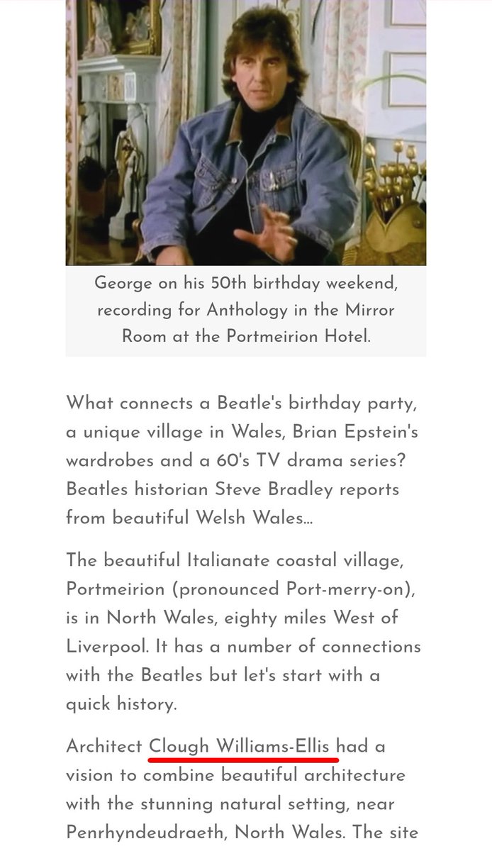 Golden_nuggiez's tweet image. The Beatles and their manager frequented Portmeiron,owned by Clough Williams-Ellis.
Ellis claimed direct descent from Welsh House Gwennyd.
Gwennyds claimed from Beli Mawr, descendent of Aeneas, said to be common ancestor of Brutus (per Geoff Monmouth) and Romulus/Remus of Rome.
