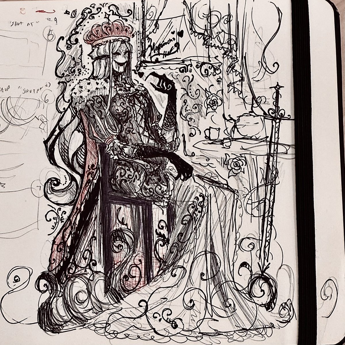 mirageultrakill's tweet image. mistress m. in royal attire